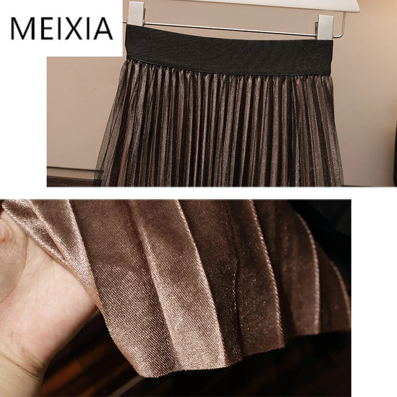 

MEIXIA Autumn Winter Two piece set Casual Turtleneck Solid Sweater Top + Skirt Pleated Office Lady Elastic Waist 2 Piece Set
