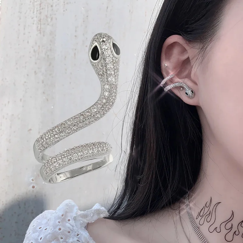 

1 PC New European And American Snake-like Earring Female Personality Exaggerated Hip Hop Ear Bone Clip Ear Stud Earrings