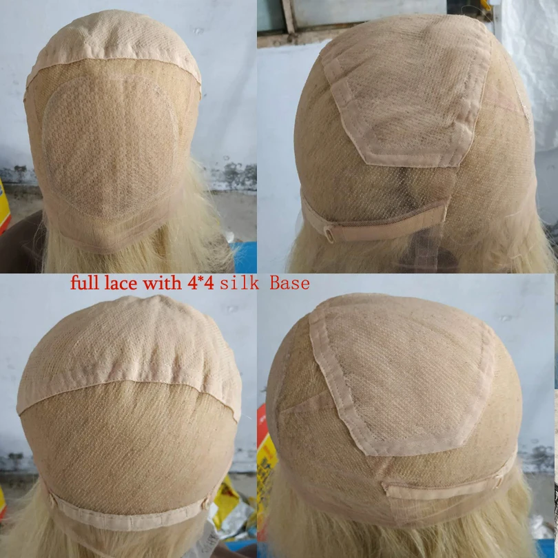 

#613 Color Silk base Full Lace Human Hair Wigs Platinum Blonde Bob Wig Peruvian Straight PrePlucked Hairline Transparent Lace