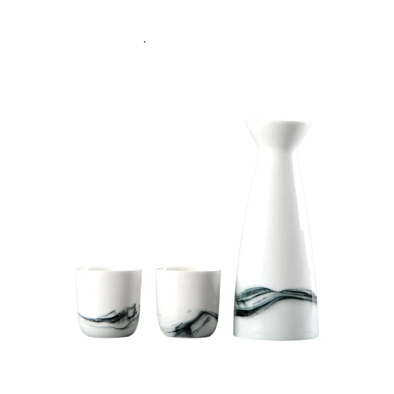 

Sake Warmer Jug Ceramic 6 Cup Wine Set Vintage Ceramic Glass Household Spirits Rice Hot Wine Pot Copas De Vino Gift Box JD50JH