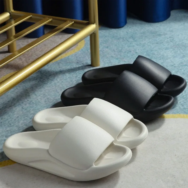 

Couple Home Soft Slippers Thick Sole Non-slip EVA Indoor Shoes Flat Slides Men Women Beach Ourdoor Light Flip Flops Big Size 45