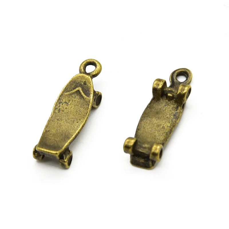 

15pcs Wholesale Three Color 3D Skateboard Charms Zinc Alloy Metal Pendants For DIY Handmade Jewelry Accessories Making 21*6mm