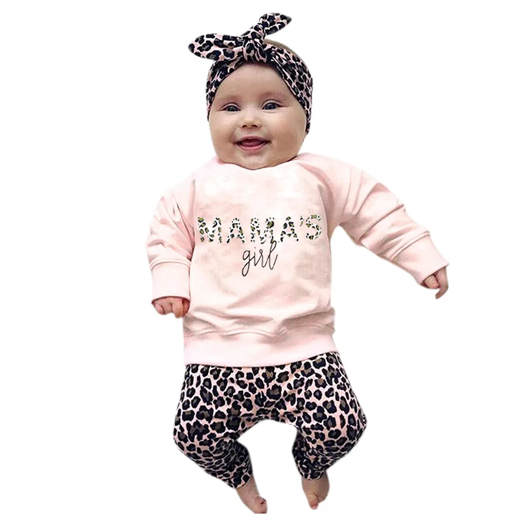 Одежда для маленьких девочек топы с длинными рукавами и надписью леопардовые