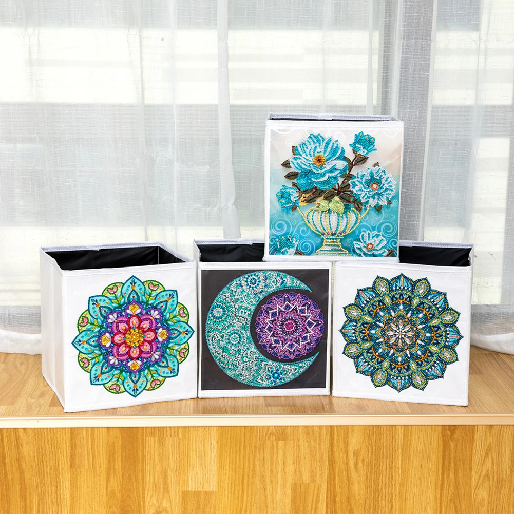 

DIY складная коробка для хранения с алмазной росписью, Настольные Ящики-органайзеры, контейнер, украшение, шкаф, ящик, чехол для домашнего орг...