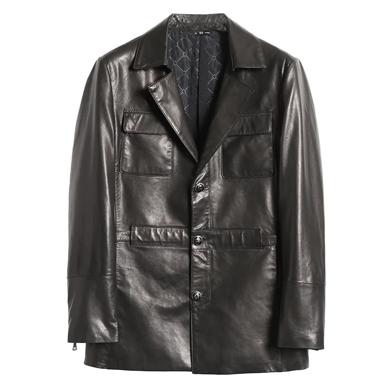 

AKOOSUN Genuine Leather Jacket Men Autumn Winter Real Goatskin Leather Coat for Men Motorcycle Men's Leather Jackets 991 KJ4027