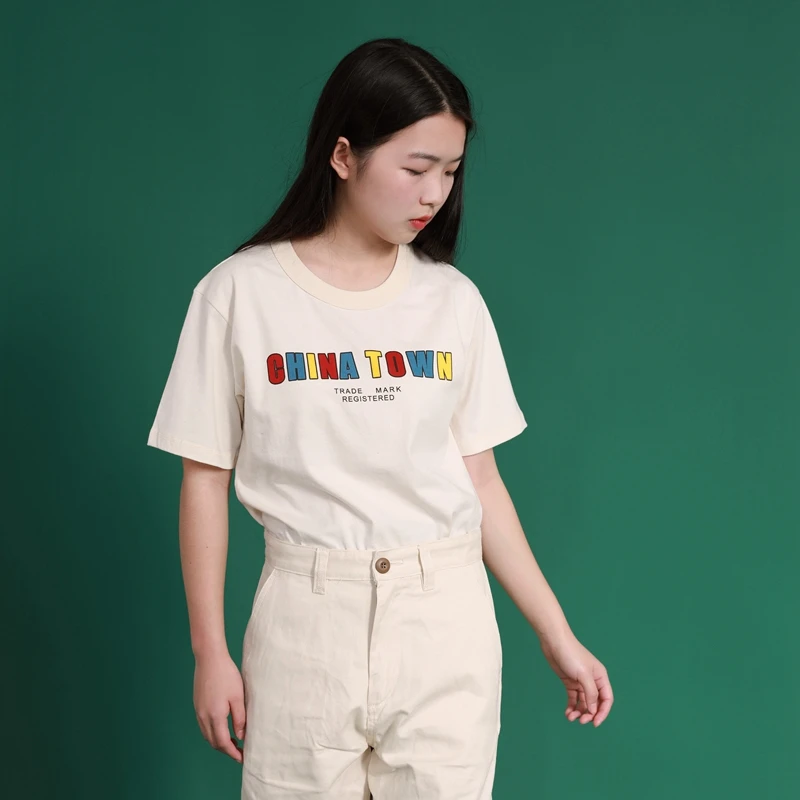 

Amy Coulee Women's Short-sleeved T-shirts China Town print Retro Style T shirt 100% High quality Cotton Fashion Tee Outdoor tops