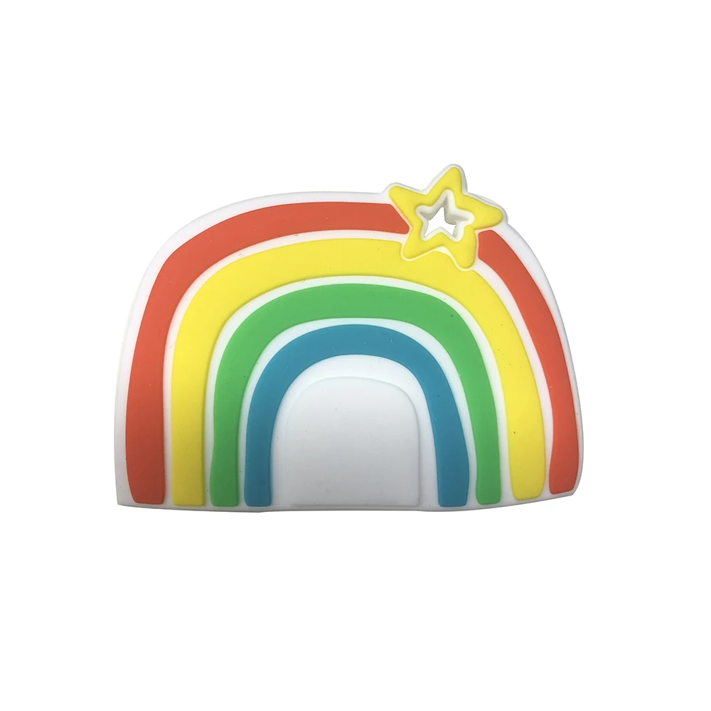 

Silicone Teether Rodent Rainbow 1pc Food Grade Silicone Pendants DIY Teething Toys For Teeth Tiny Rod Baby Teethers Gift