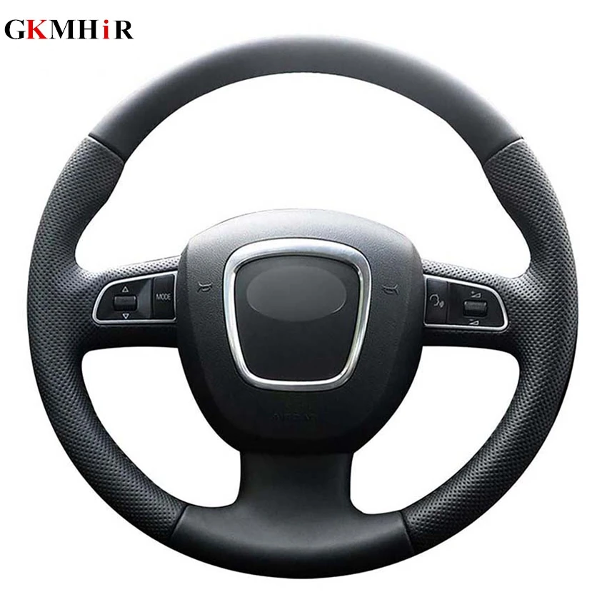 DIY черная искусственная кожа Чехлы рулевого колеса автомобиля чехол для Audi A3 (8P) A4