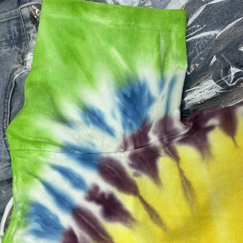2021SS Multicolor Tie Dyed T Shirt Summer Sunlight Men Women Top Quality Casual Heavy Fabric Tees Streetwear Tops Short Sleeve