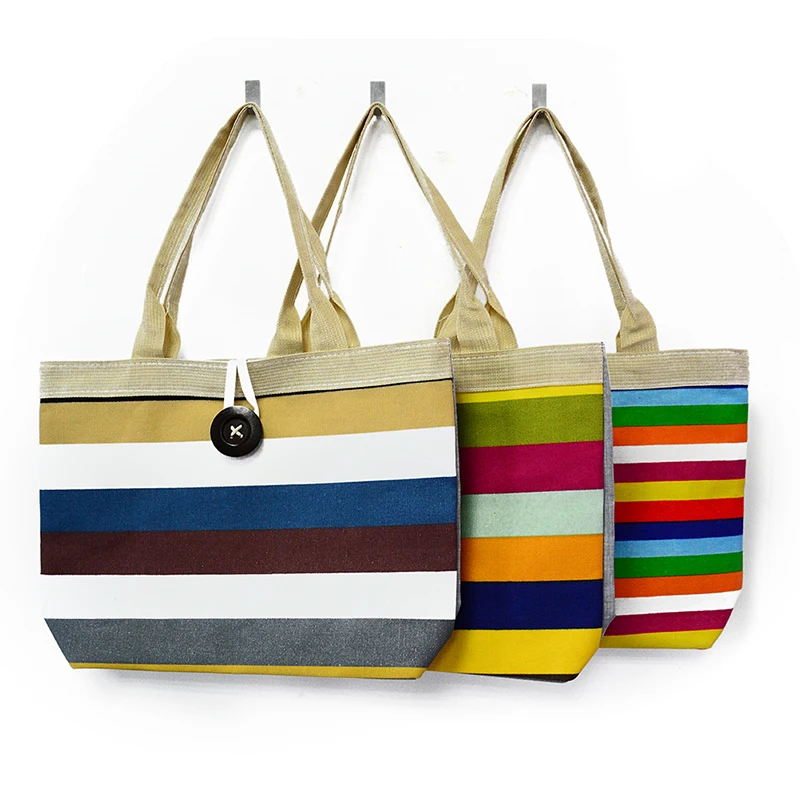 1 шт. Женская Большая полосатая Летняя Сумка-тоут через плечо холщовая пляжная