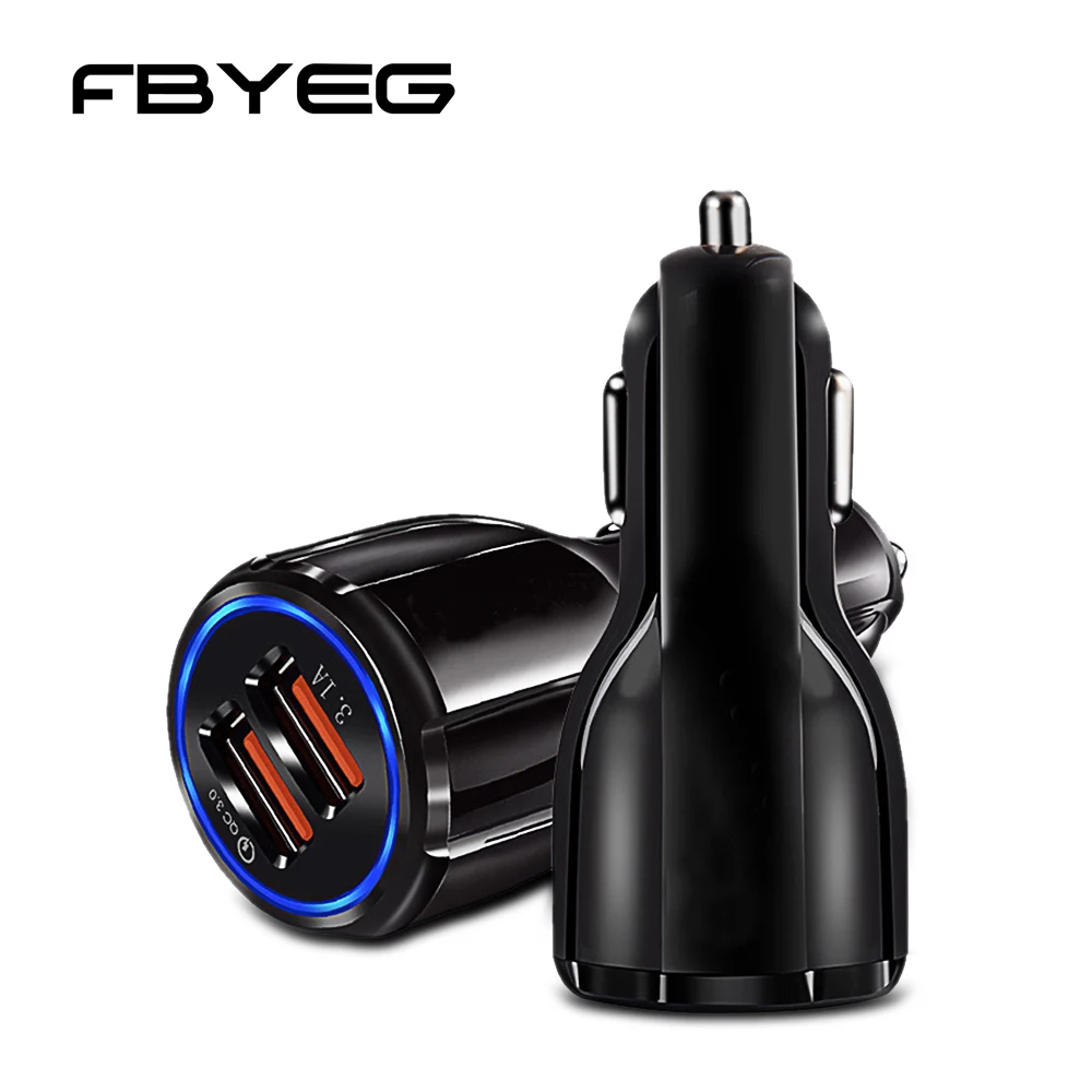 FBYEG QC02 автомобильное зарядное устройство Usb быстрая зарядка 2,0 3,0 зарядное устройство для мобильного телефона 2 usb порта быстрое автомобильное зарядное устройство для iphone samsung планшет