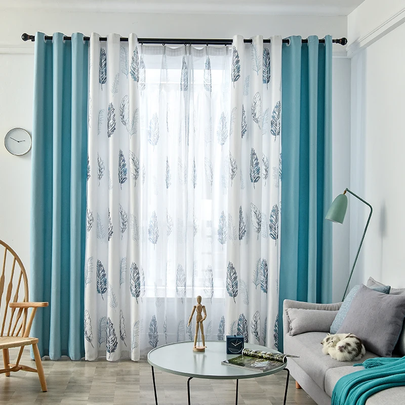 

Modern Leaves Printed Curtains For Living Room Bedroom Window Treatment Blind Drpes Stitching Finished Custom Curtains Kids Room
