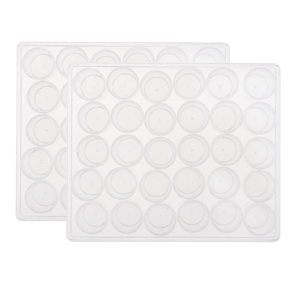 

2Set Clear Empty Box Storage Make Up Bead Jar Rhinestone Nail Art Case Organzier