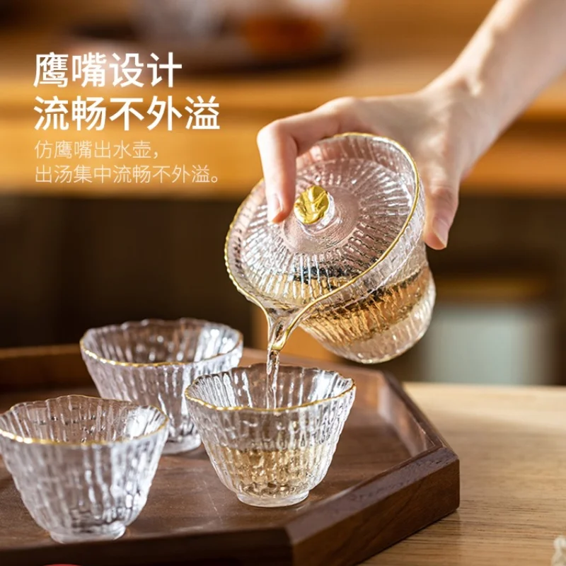 

Tea Set 6 Home Gaiwan Living Room Small Tea Cup To Make Tea Japanese Style Glass Tea Set Supplies Tea Ceremony Cup Gongfu