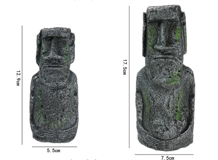 Искусственные аквариумные украшения из смолы статуя с острова Пасхи подводное
