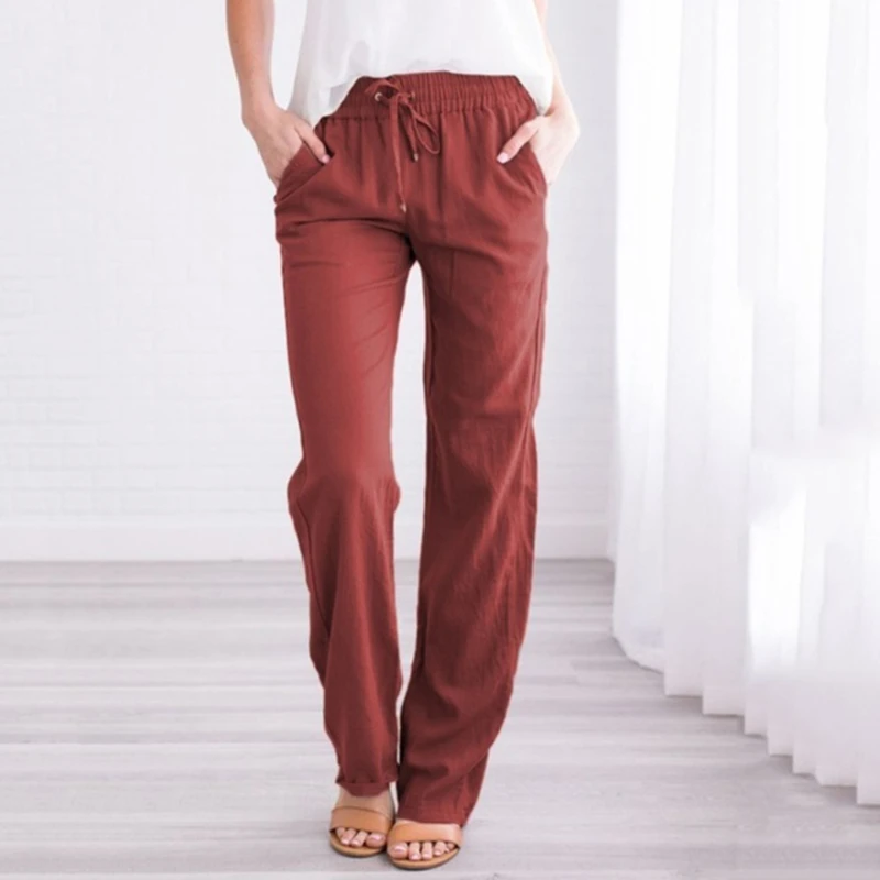 

Vintage Corduroy High Waist Long Pants Women Casual Drawstring Lumbar Wide Leg Pants Straight Female Bottoms
