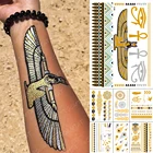 Водонепроницаемая Временная тату-наклейка египетская богиня Золото Серебро металлик флэш-тату Бохо рука Фатимы блестящие украшения боди-арт