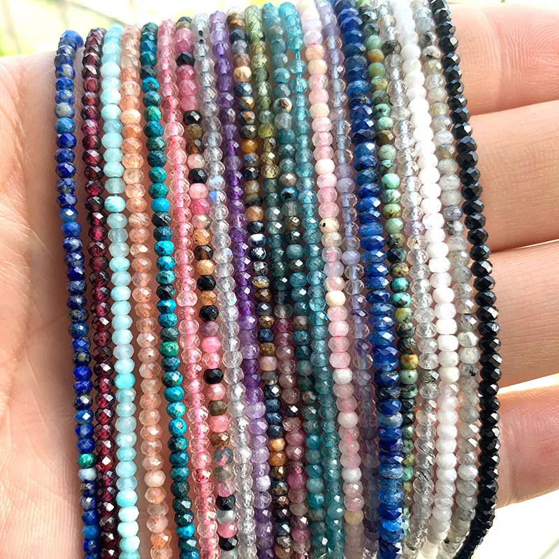 

3*2MM Natural Stone Beads Faceted Rondelle Kyanite Turquoise Labradorite Tourmaline Tanzanite For Jewelry Making DIY Bracelet