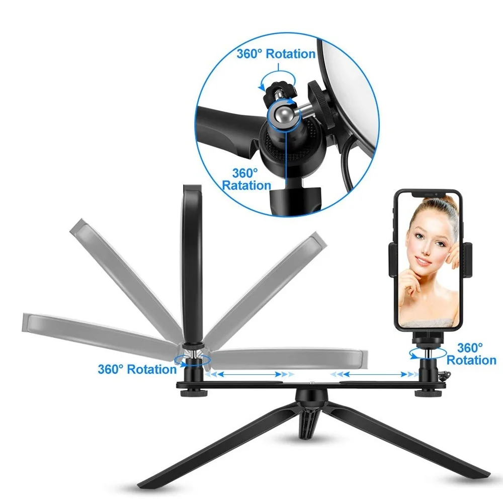 6.3''/16cm 3 Color Camera Photo Studio Phone Video LED Beauty Ring Light Photography Dimmable Lamp+Tripod for Selfie | Электроника