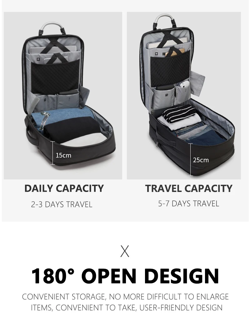 ARCTIC HUNTER 40L большой емкости мужские расширяемые рюкзаки usb зарядка Мужские 17 дюймов сумки для ноутбука Водонепроницаемый Бизнес Дорожная сумка