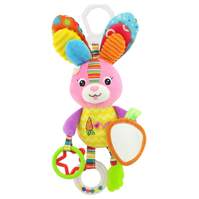 

New Arrival Soft Giraffe Animal Handbells Rattles Plush Infant Baby Development Handle Toys Hot Selling WIth Teether Baby Toy