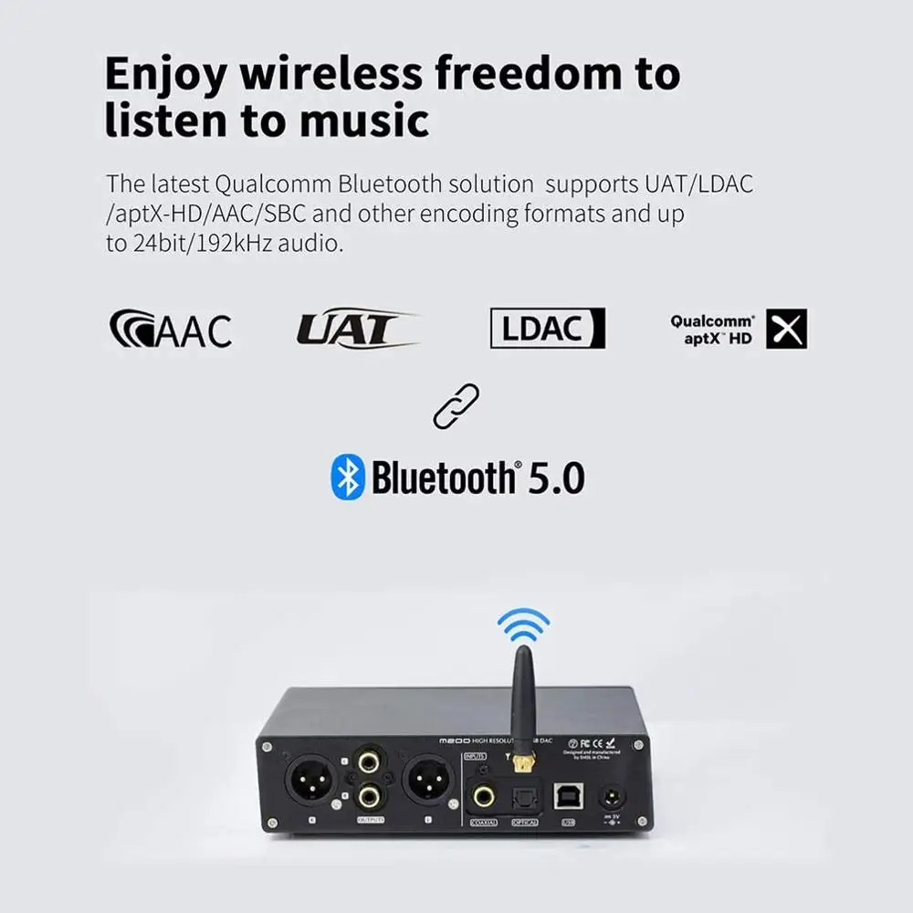 SMSL M200 HiFi Bluetooth аудио DAC XMOS AK4497EQ/USB/оптический коаксиальный/декодер DSD512 32 бит/768 кГц с