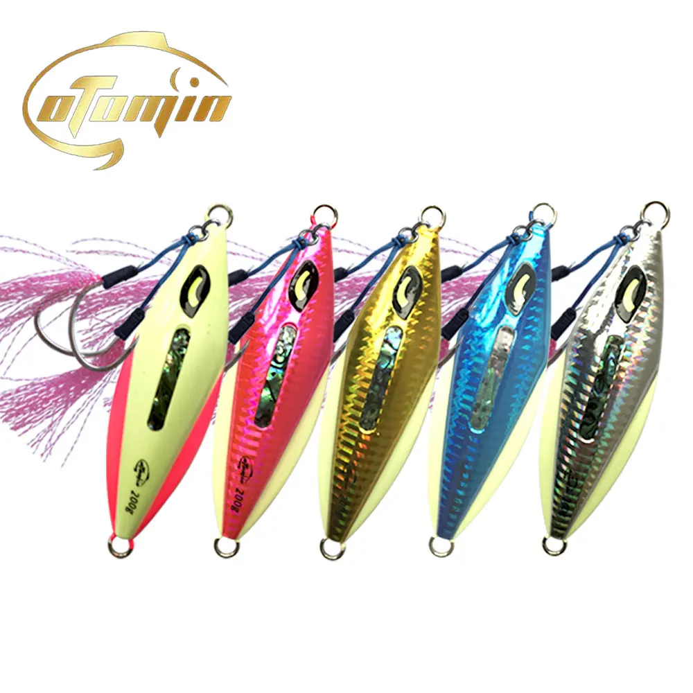 Как медленная металлическая джиггинг двойные крючки тонущий светящийся джиг 200 г