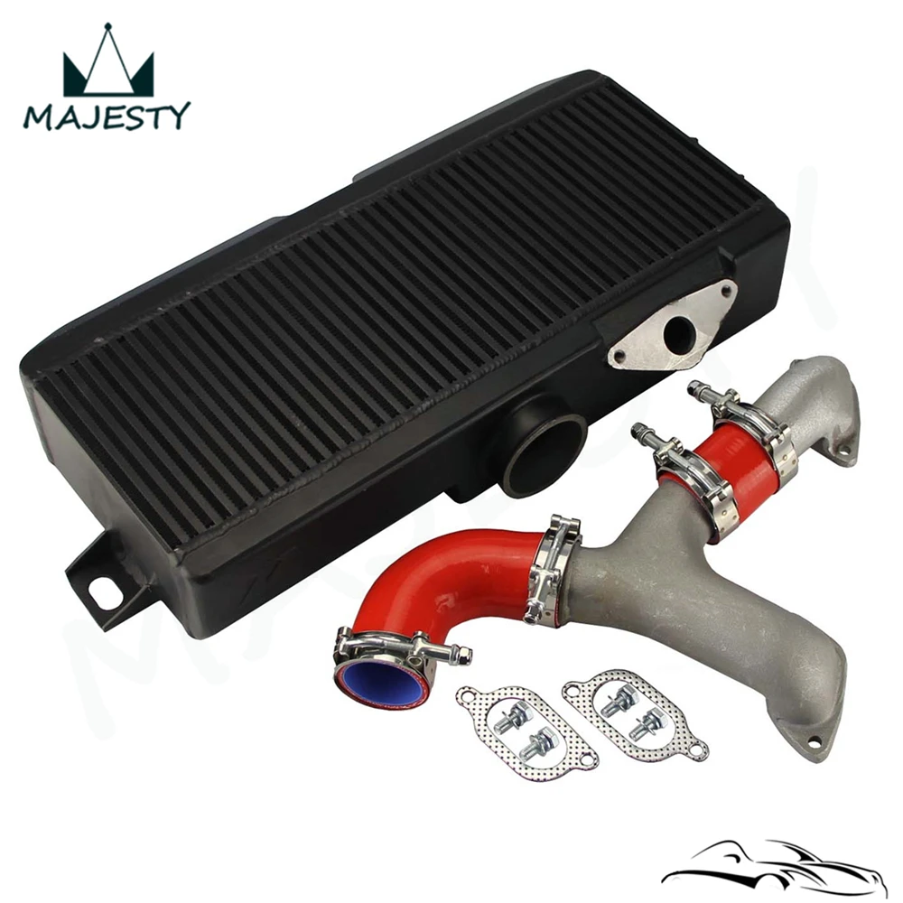 Обновленный верхний монтажный интеркулер черный + Y-образная труба для S ** Ubar 02-07 WRX