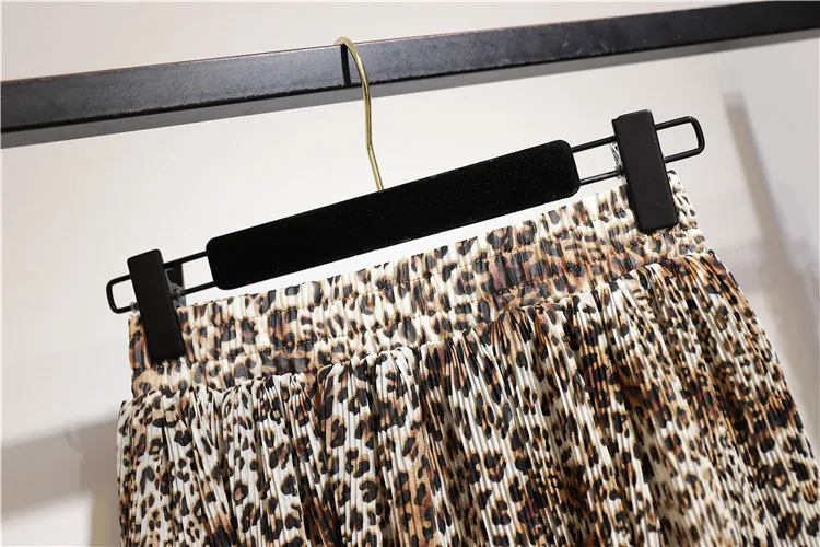 

2020 leopard cake skirt Womens New Spring Autumn A Line Pleated Long Skirt Casual High Waist Maxi Skirts Woman Streetwear