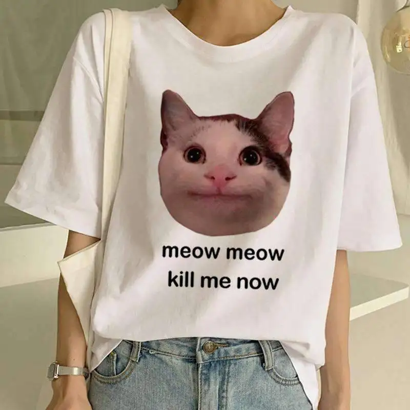 Цветная футболка с надписью MEOW KILL ME NOW женские модные футболки графическим