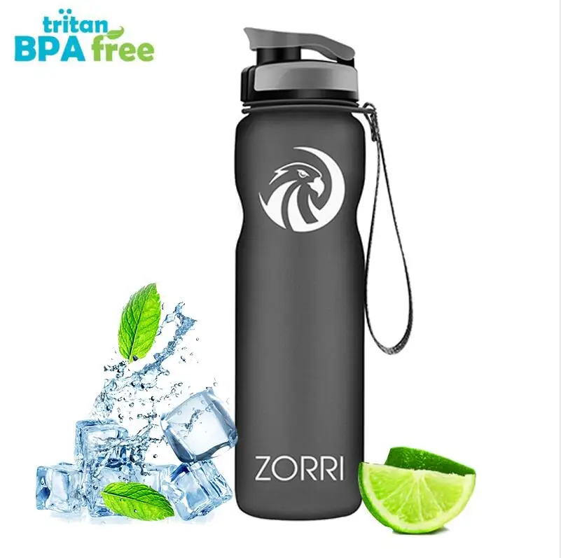 

ZORRI большая черная пластиковая бутылка для воды 1 л