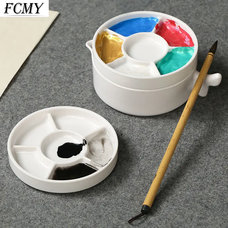 

New Multi-storey Imitation Porcelain Palette Watercolor Painting Multi Layers Color Palette Art Supplies Paint Dish