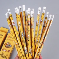 10pcs cute cartoon yellow duck pencil wood 2b pencil students painting sketch write non toxic exam pencil student stationery