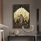 Абстрактная Золотая фольга текстура холст печать картины золотые деньги дерево постер скандинавские настенные картины для гостиной домашний декор