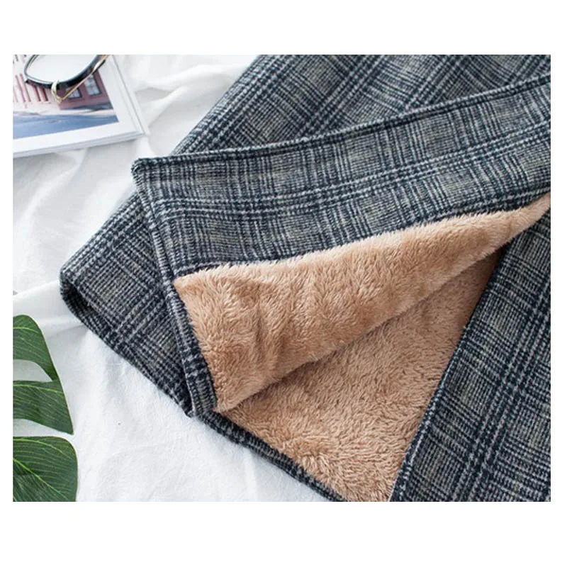 

Woolen Coat Women 's 2021 Winter Youth Korean Lapel Long Sleeve Single-Breasted Plaid Wool Coat