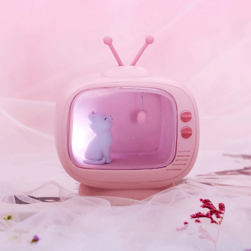 

Retro Night Light TV Appearance Desktop Ornaments Creative Home Desk Miniature Craft Work Elegant Baby Room Decor Toys