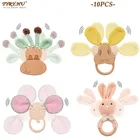 Деревянное кольцо TYRY.HU, 10 шт.лот, не содержит Бисфенол А, детское мультяшное милое зубное кольцо, Прорезыватель для зубов, уход за зубами, молярные игрушки, цепочка для соски, аксессуары