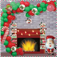 184pcs merry christmas santa claus balloon kit with door hanging sign banner for xmas new year home party festival decoration