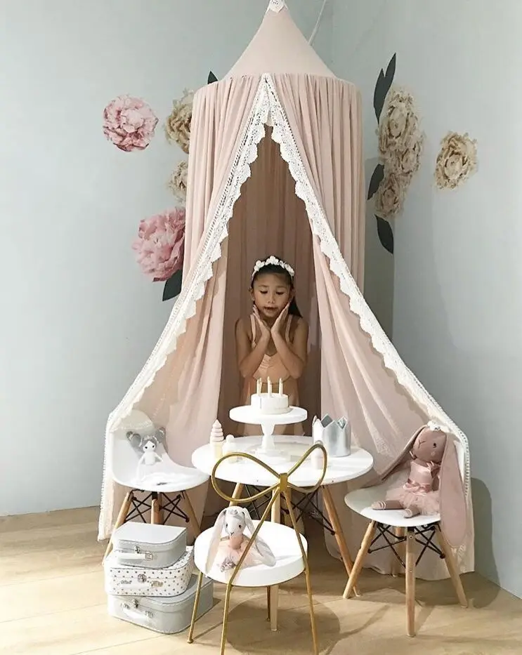 

Round Baby Bed Mosquito Net Dome Hanging Cotton Bed Canopy Princess Nice Curtain For Hammock Baby Kid Room Decor Dossel
