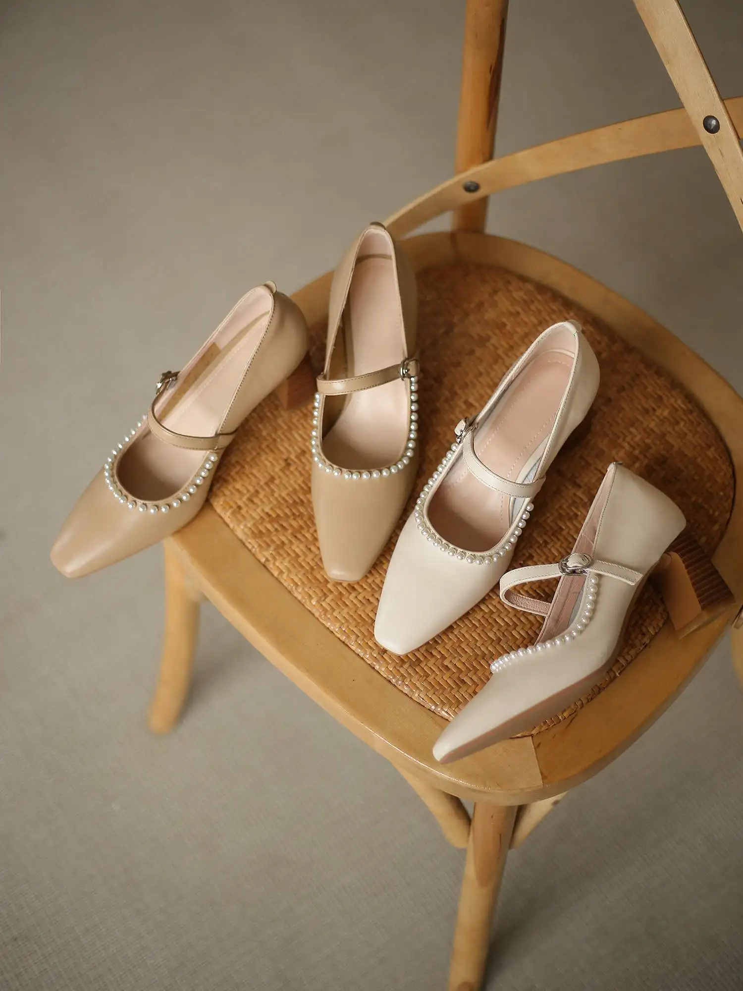 

Krazing Pot large size gladiator new arrival full grain leather pearl square toe thick high heel buckle straps women pumps L11