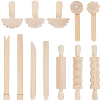 12pcs clay and dough tools play accessories includes rollers hammer party pack wood pottery tools stamps for clay art
