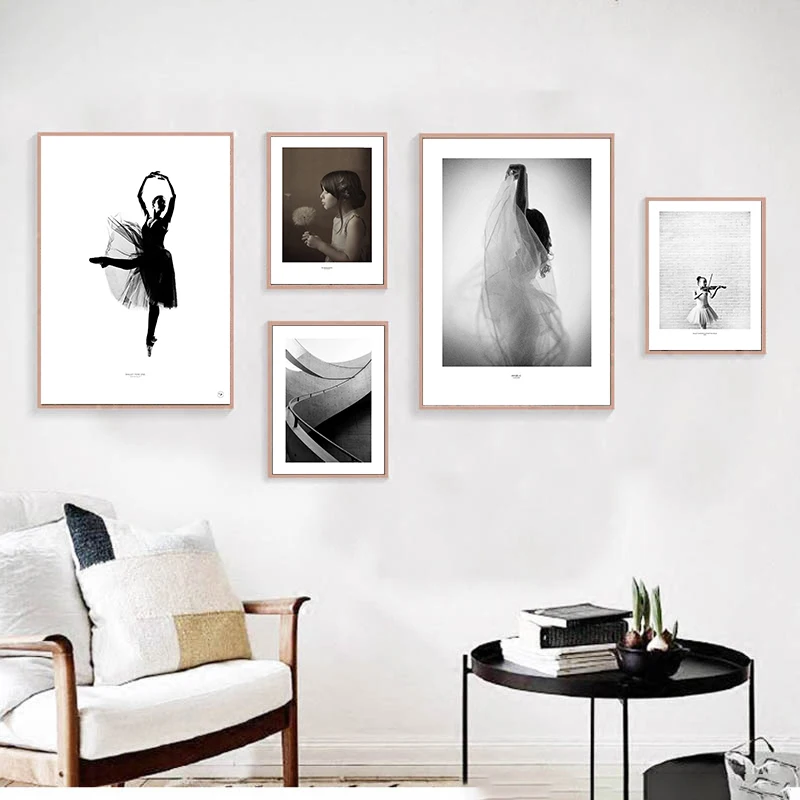 Абстрактные черно-белые плакатов и женская обувь из парусины с принтом картина