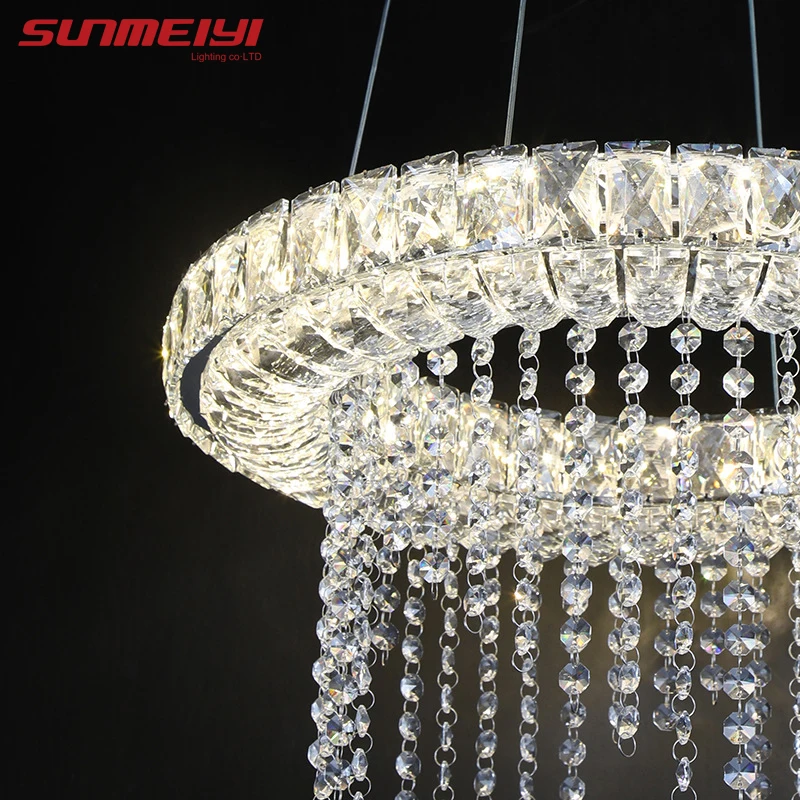 Iluminación inteligente de cristal moderna para comedor, lámpara de arañas LED regulable para sala de estar, cocina, lustre industrial