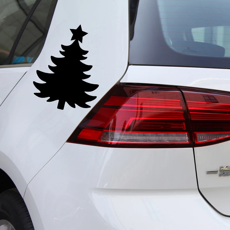 

YJZT 12.6X16.9CM Christmas Tree Class Window Decoration Decals Scratch Occlusion Car Sticker C25-0531