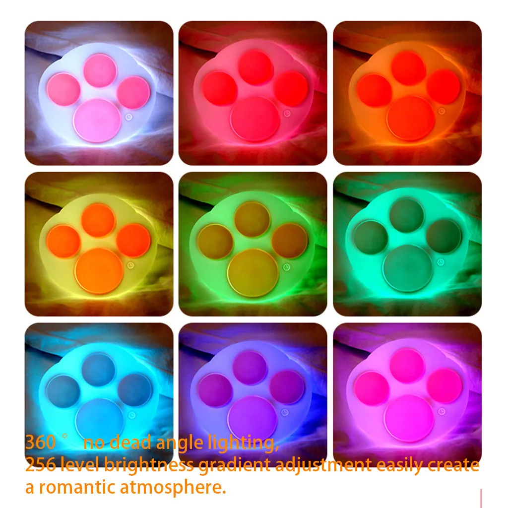 Светодиодный ночсветильник в виде кошачьей лапы силиконовая лампа на ощупь