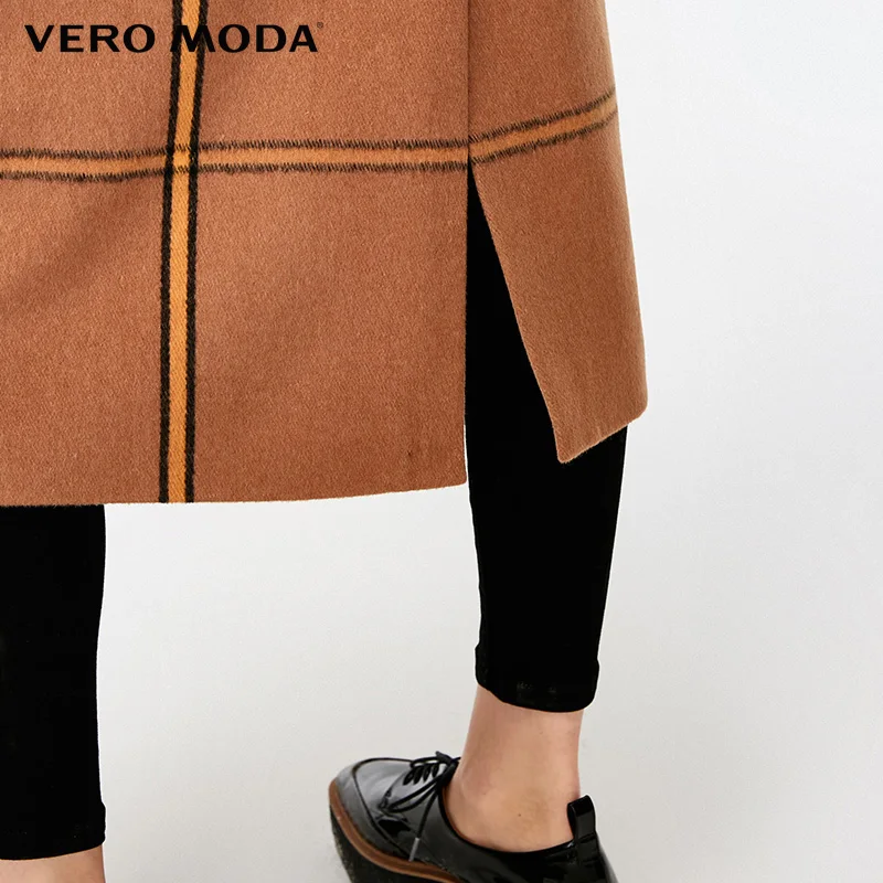 Vero Moda Женское зимнее шерстяное пальто средней длины в клетку | 318327513|