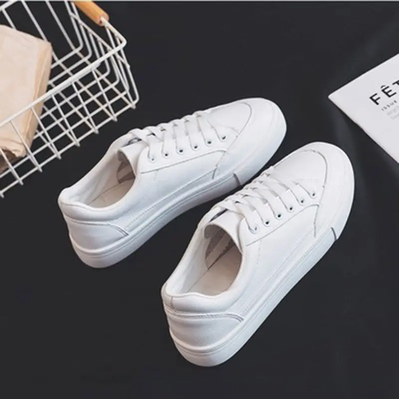 

Fashion Shoes Women's Vulcanize Shoes Spring New Casual Classic Solid Color PU Leather Shoes Women Casual White Shoes Sneakers