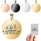 Индивидуальная гравировка портретов ручной работы, вручную написанные фразы, текст, индивидуальный знак, имя, Круглый Кулон, ожерелья для женщин, мужчин, влюбленных