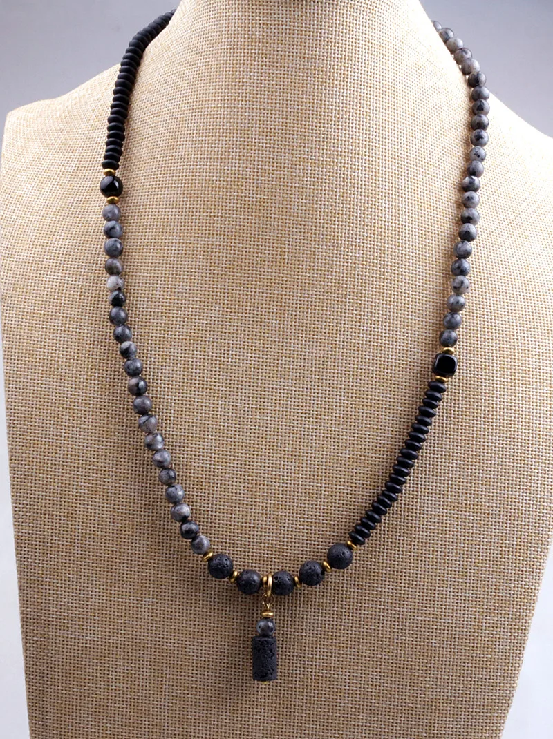 

Handmade Multilayer Natural Lava Stone & Natural Black Flash stone Bracelet Men Black Bracelet Women Spiritual Bracelets