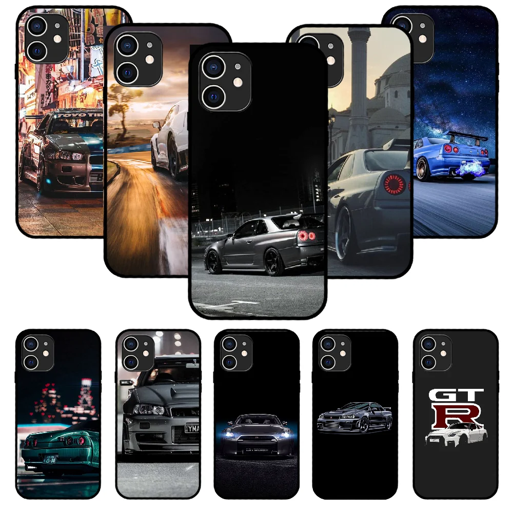 

Phone Case For iPhone 13 Pro Max 12 Mini 11 SE 2020 6 6S 7 8 Plus XS X XR Black Cover Coque Art Back Trend GTR Skyline Car